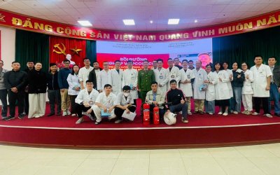 Tập huấn, huấn luyện nghiệp vụ PCCC và CNCH cho đội Phòng cháy chữa cháy và cứu nạn cứu hộ cơ sở tại Bệnh viện Ung bướu tỉnh Thanh Hóa