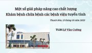 Tiến sĩ-Bác sĩ Lê Văn Cường - Phó giám đốc Sở Y tế Thanh Hóa thuyết giảng tại Bệnh viện Ung bướu tỉnh Thanh Hóa về các giải pháp nâng cao chất lượng khám chữa bệnh trong các cơ sở y tế.